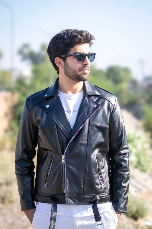 Biker Black Leather Jacket The Stitched